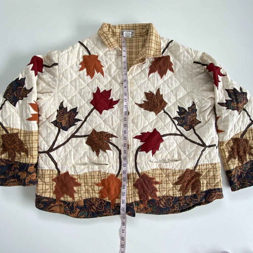 Patch Magic Reversible Quilted Cotton Jacket Autumn Leaf Plus Sz - Picture 11 of 12